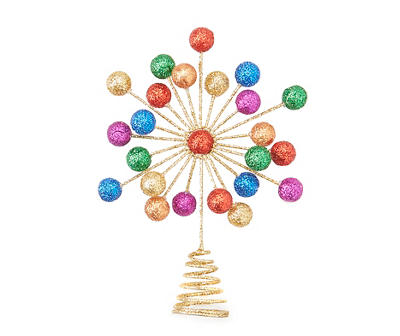 Mini Rainbow Glitter Ball Tree Topper