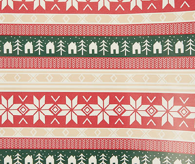 American Greetings Holiday Woodland Tree/Script/Fair Isle Gridline Wrapping  Paper - Styles May Vary