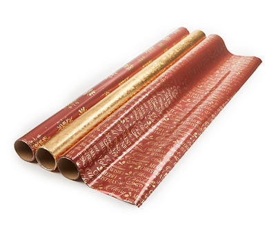 Embossed Foil 3 Roll Wrapping Paper Multi-Pack - Styles May Vary