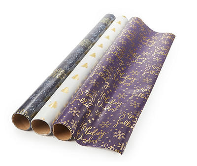 Holographic 3 Roll Wrapping Paper Multi-Pack - Styles May Vary