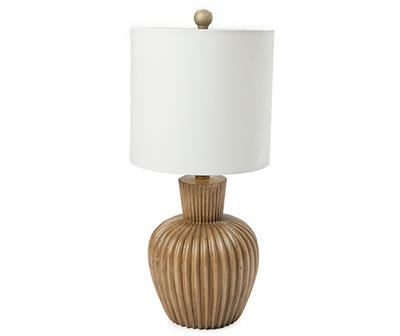 Brown Ribbed Round Table Lamp