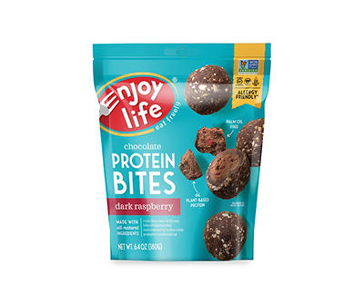Enjoy Life Dark Raspberry Chocolate Protein Bites, Dairy Free Snacks, 6.4 oz
