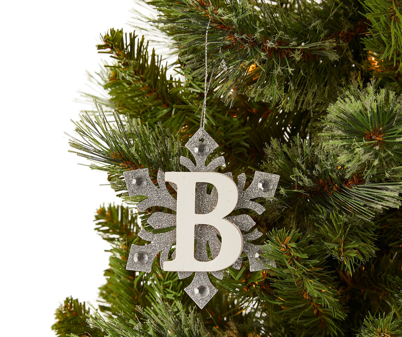 B Monogram Silver & White Ornament Tabletop Décor