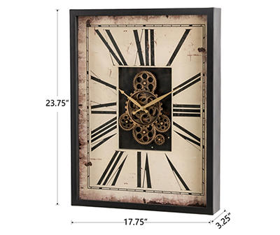 Vintage Rectangle Gear Wall Clock