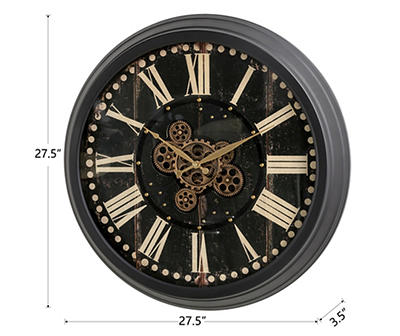 Black 27" Vintage Gear Wall Clock