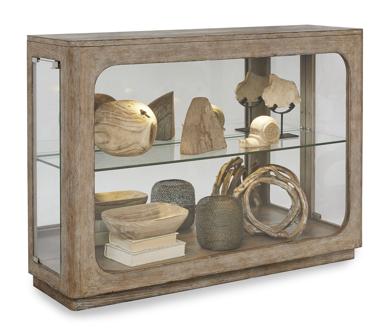 Entryway lighted deals console curio cabinet