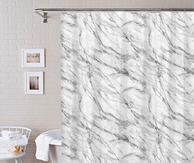 Gray Marble Print Shower Curtain & Bath Rug Set