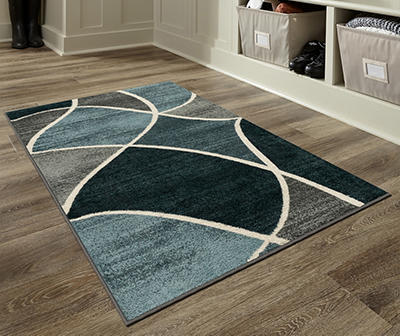 Blue & Gray New Wave Accent Rug, (30