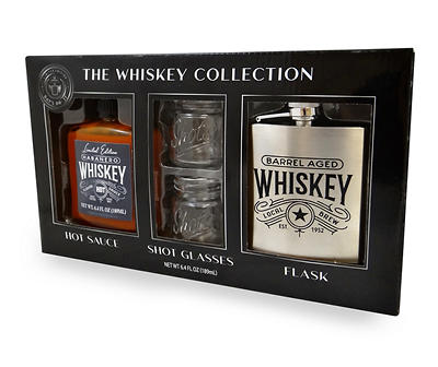 The Whiskey Collection Hot Sauce & Flask Set