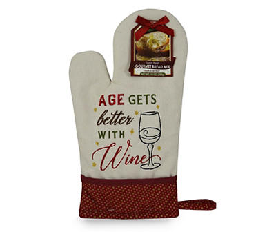 "Age Gets Better With Wine" Oven Mitt & Bread Mix Set