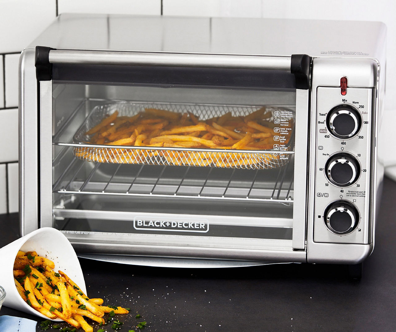 BLACK+DECKER Crisp 'N Bake Air Fry 4-Slice Toaster Oven, Silver & Black,  TO1787SS - Yahoo Shopping
