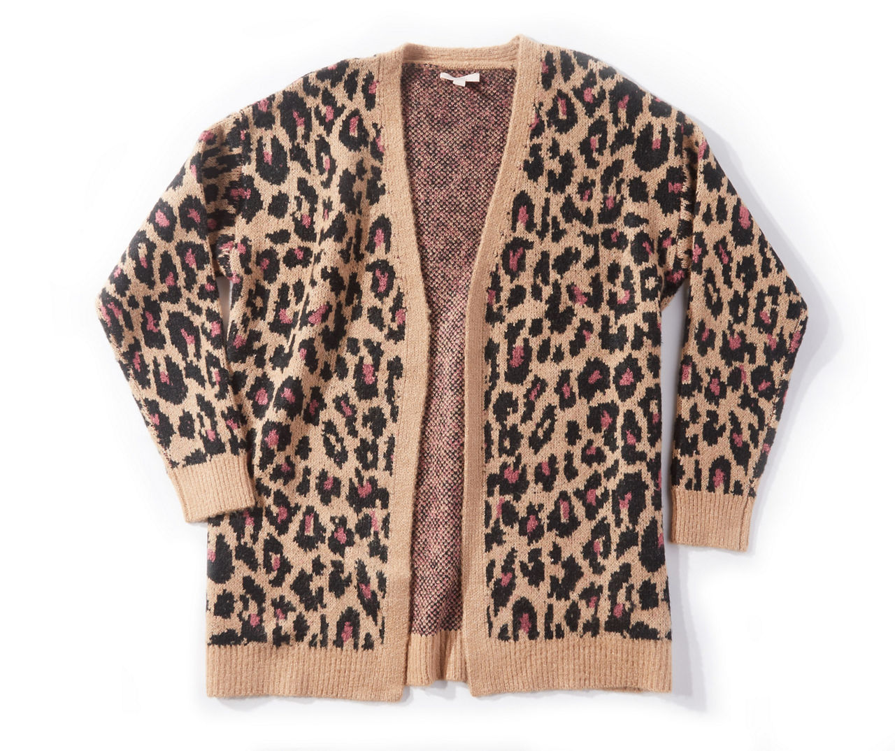 Women's Size M Tan Leopard Print Mossy Open Cardigan