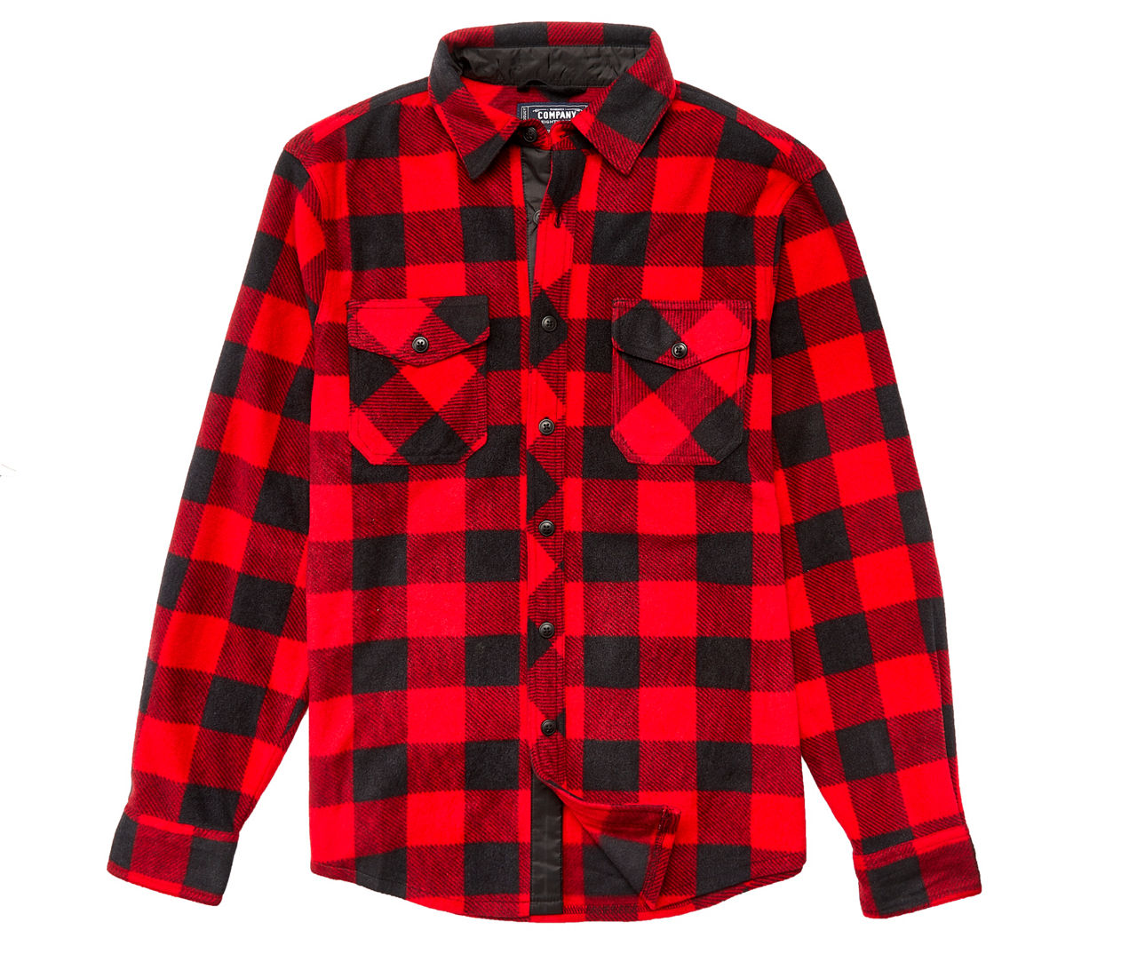 Men's Size L Red & Black Buffalo Check Fleece Button-Up Shirt