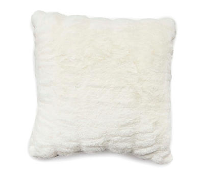 Off-White Faux Fur Ruched Throw Pillow