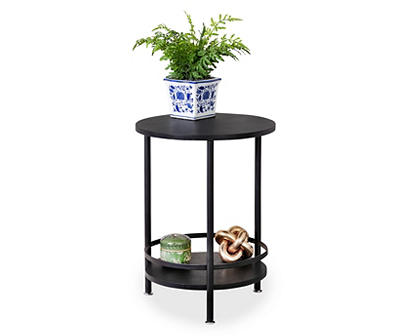 Black Round 2-Tier Side Table