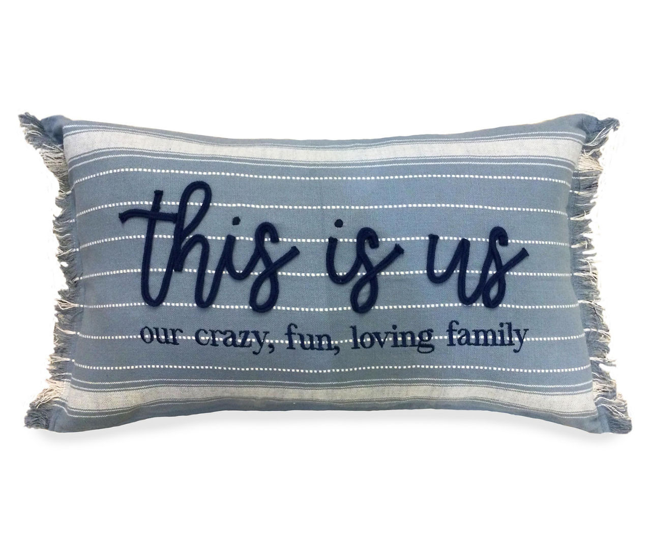 Broyhill "This Is Us" Blue & White Striped Throw Pillow Big Lots