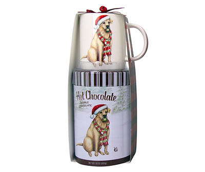 Holiday Labrador Mug & Double Chocolate Hot Cocoa Tin Gift Set