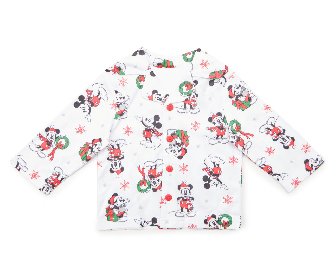 Kids' Size 6 White & Red Holiday Mickey Pattern 2-Piece Pajama Set