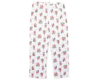 Women's Size S White & Red Holiday Mickey Pattern Pajama Set