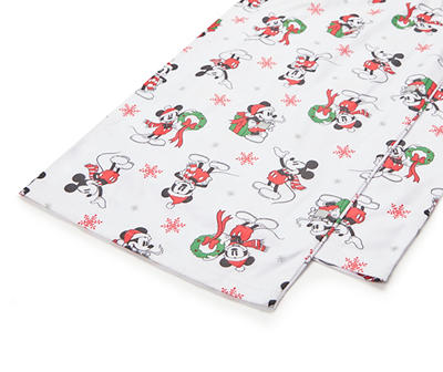 Women's Size S White & Red Holiday Mickey Pattern Pajama Set