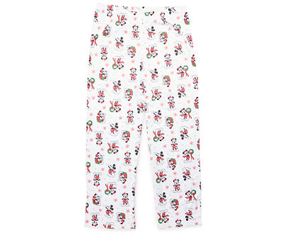Men's Size L White & Red Holiday Mickey Pattern Pajama Set