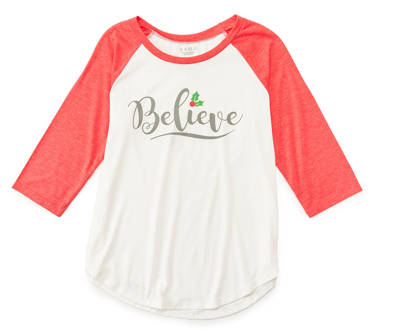Women's "Believe" White & Red Baseball Tee Big Lots