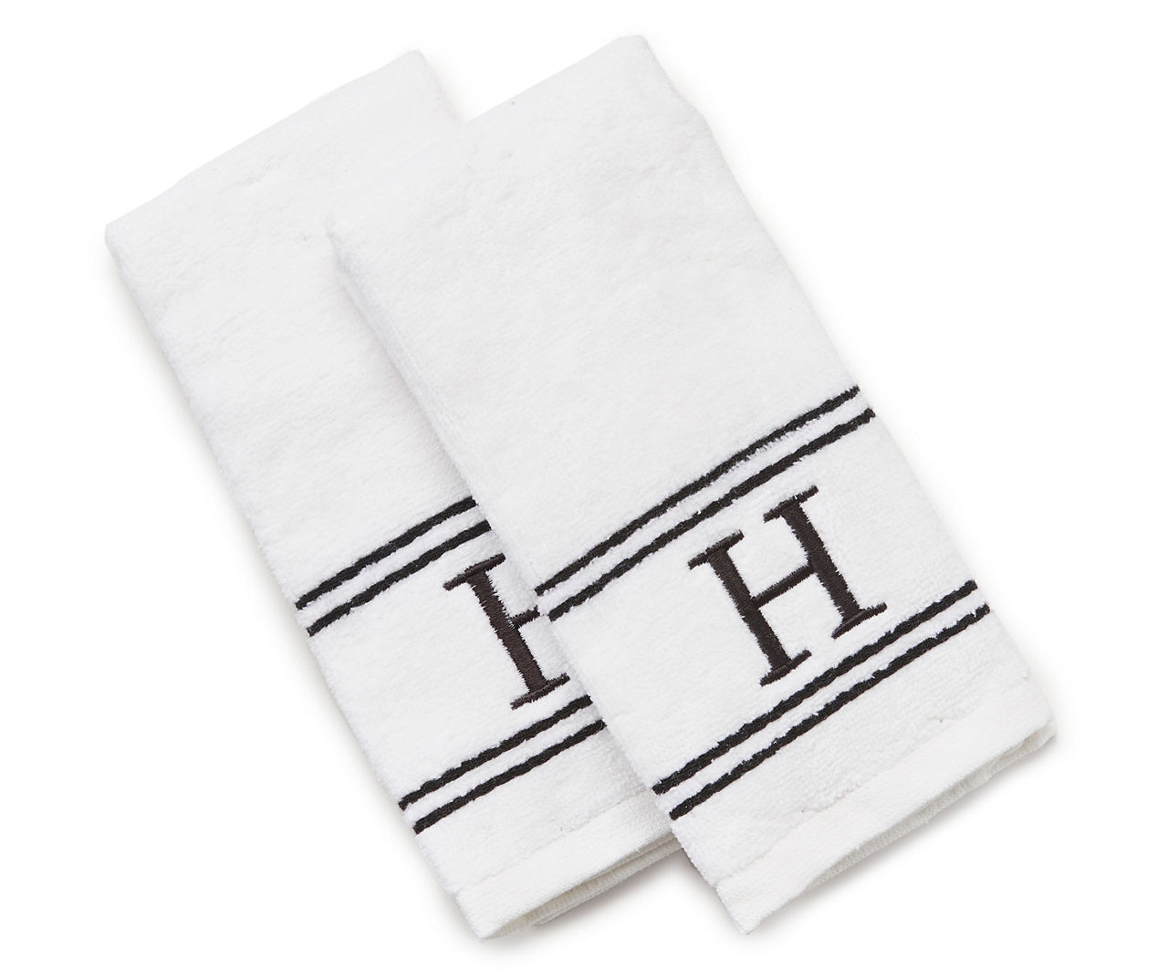 "H" Bright White Monogram Fingertip Towel, 2-Pack