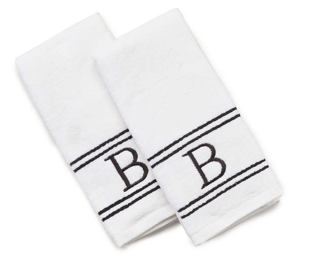 3 Piece Letter B Monogrammed Bath Towels Set, White Cotton with