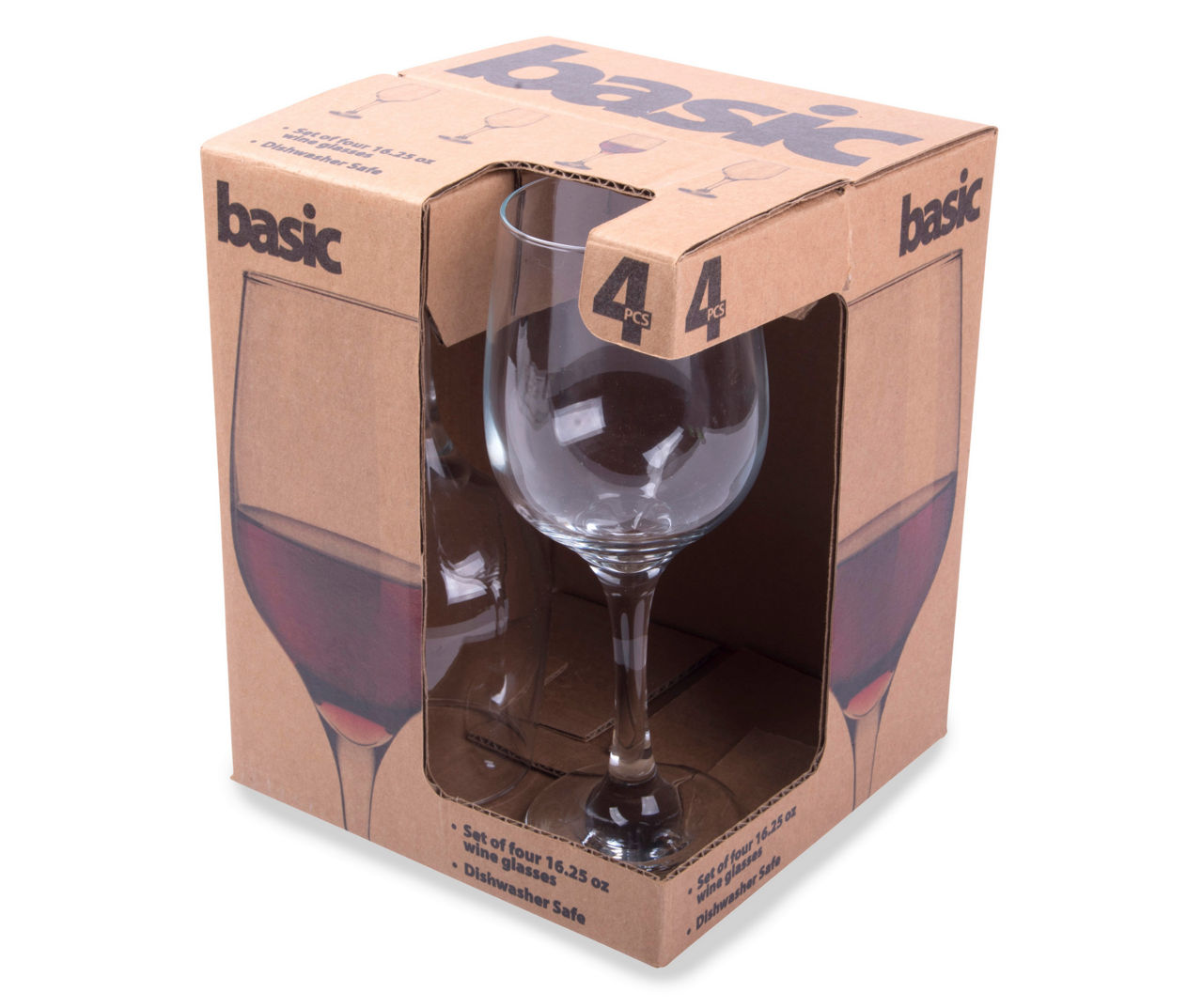 Home Essentials Basic 4-Piece Wine Glass Set, 16.25 Oz.