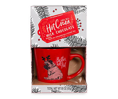 "Better Not Pout" Red Pug Mug & Hot Cocoa Gift Set 