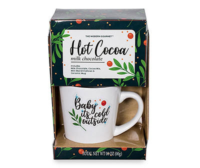 "Baby It's Cold Outside" White Snowflake Mug & Hot Cocoa Gift Set