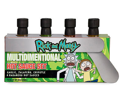 Rick & Morty Multidimensional Portal Gun Hot Sauce Set, 4-Pack
