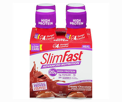 SlimFast Advanced Nutrition Creamy Chocolate Meal Replacement Shakes 4-11 fl. oz. Bottles