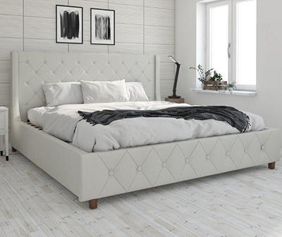 CosmoLiving Mercer Light Gray Linen King Bed