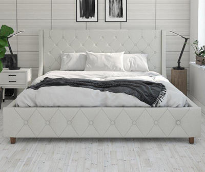CosmoLiving by Cosmopolitan Mercer Upholstered Bed, Light Grey Linen, King