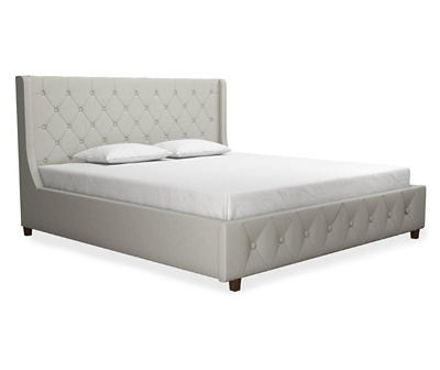 CosmoLiving Mercer Light Gray Linen King Bed