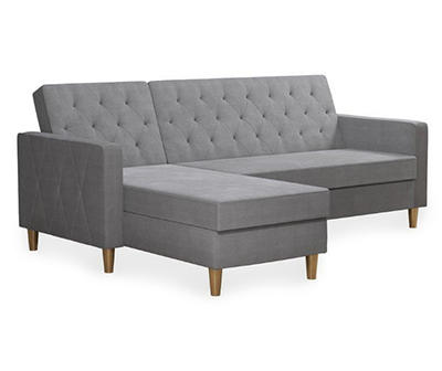 CosmoLiving Liberty Gray Chenille Sectional Storage Futon
