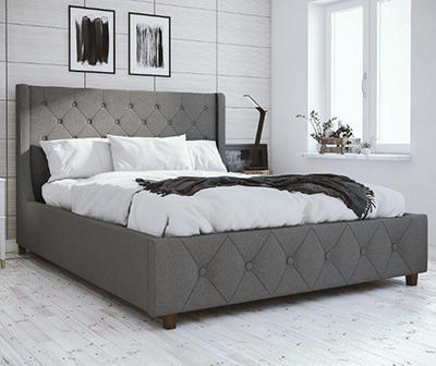 CosmoLiving Mercer Gray Linen Queen Bed