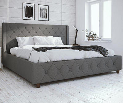 Mercer Gray Wingback Linen King Bed