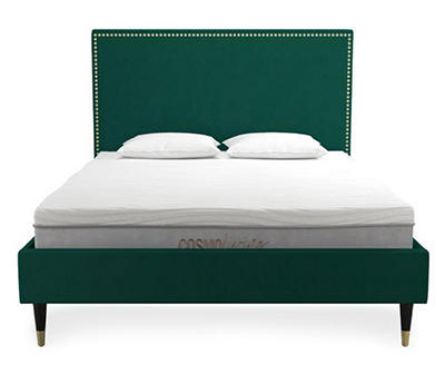 COSMOLIVING AUDREY UPH QN BED GREEN VLVT
