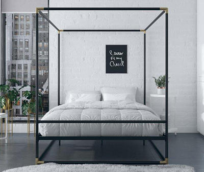 CosmoLiving Celeste Black Metal Queen Canopy Bed