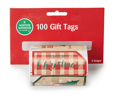 Kraft Peel & Stick Gift Tags, 100-Pack