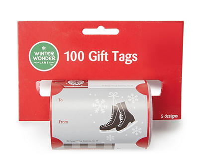 Skates & Snowflakes Peel & Stick Gift Tags, 100-Pack