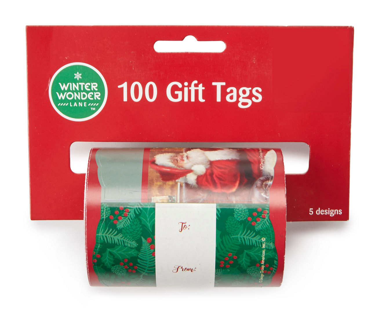 Traditional Santa & Tree Peel & Stick Gift Tags, 100-Pack