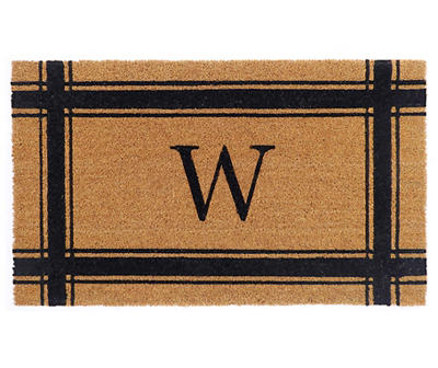 Brown & Black Stripe-Border Monogram Outdoor Doormat