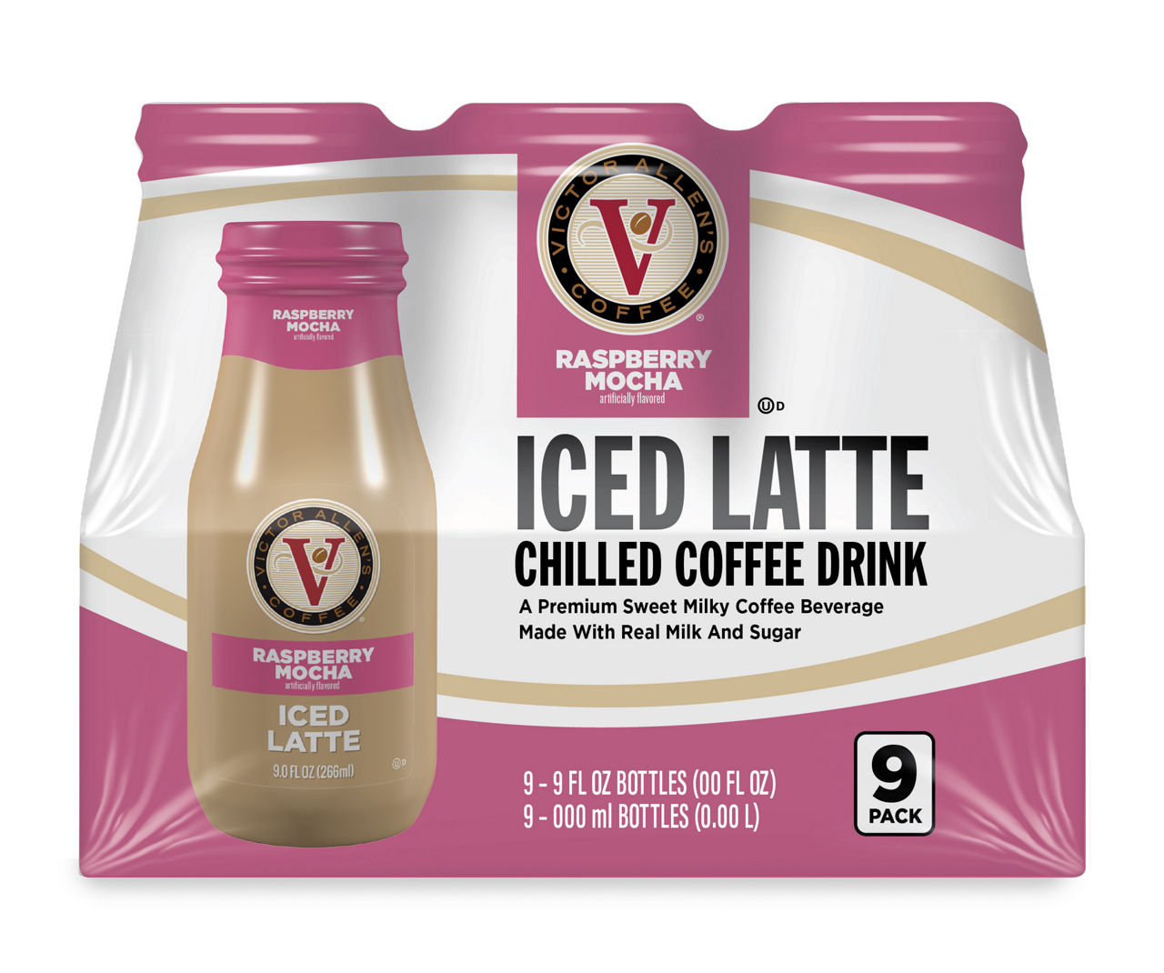 Victor Allen Raspberry Mocha Iced Latte Coffee Drink 9 Oz. Bottles, 9 ...