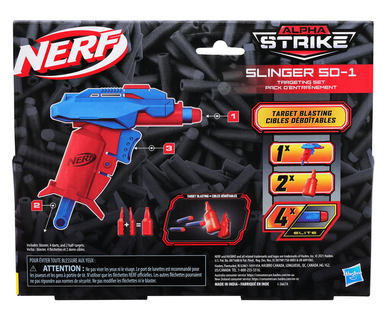 NERF Alpha Strike Slinger SD-1 Souffleur à Coup Unique et 2