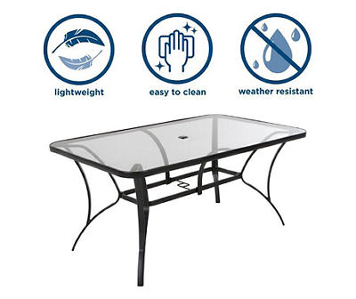 Paloma Gray Glass Top & Steel Patio Dining Table