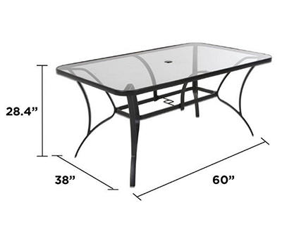 PALOMA DK GREY GLASS TOP DINING TABLE