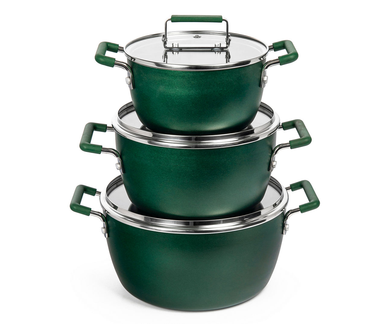 Green 6-Piece Nonstick Aluminum Nesting Pot Set